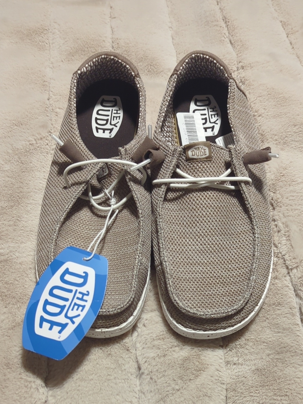 Hey Dude Womens Slip-On Loafers in Taupe Mesh
